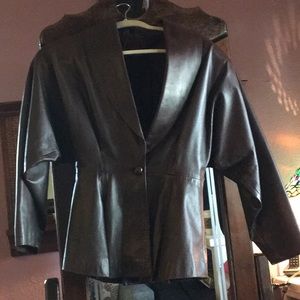 Mario Valentino leather brown jacket